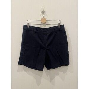 TALBOTS navy chino shorts with side buttons size 14 Womens Casual Nautical